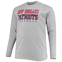 Men's Fanatics Heathered Gray New England Patriots Big & Tall Practice Long Sleeve T-Shirt