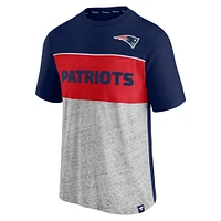 Men's Fanatics Navy/Heathered Gray New England Patriots Colorblock T-Shirt