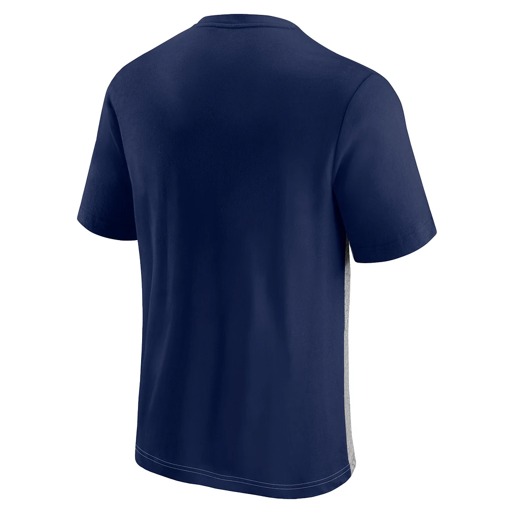 Men's Fanatics Navy/Heathered Gray New England Patriots Colorblock T-Shirt
