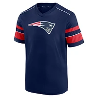 Men's Fanatics Navy New England Patriots Textured Hashmark V-Neck T-Shirt
