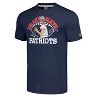 Men's Homage Drake Maye Navy New England Patriots Caricature Player Tri-Blend T-Shirt