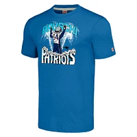 Men's Homage  Tedy Bruschi Heathered Royal New England Patriots Caricature Retired Player Tri-Blend T-Shirt