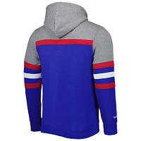 Men's Mitchell & Ness Royal/Heathered Gray New England Patriots Head Coach Pullover Hoodie