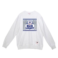Men's Mitchell & Ness x Bud Light White New England Patriots The Crest Pullover Sweatshirt