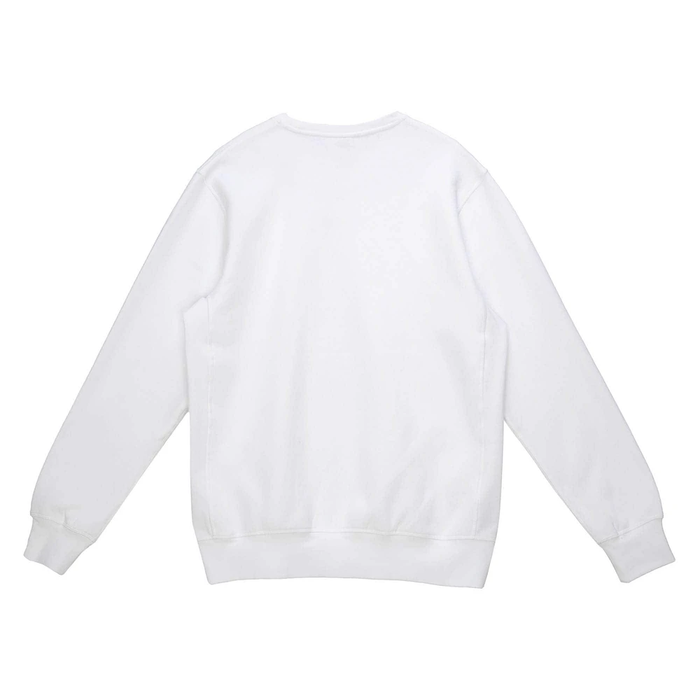 Men's Mitchell & Ness x Bud Light White New England Patriots The Crest Pullover Sweatshirt