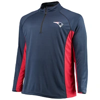 Men's Navy/Red New England Patriots Big & Tall Polyester Quarter-Zip Raglan Jacket