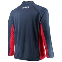 Men's Navy/Red New England Patriots Big & Tall Polyester Quarter-Zip Raglan Jacket