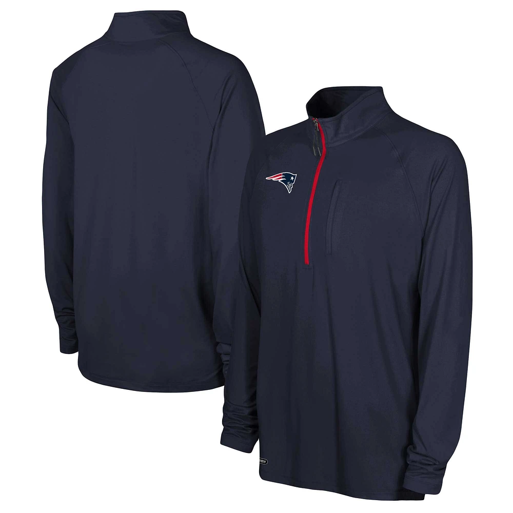 Men's Navy New England Patriots Combine Authentic Raglan Quarter-Zip Top