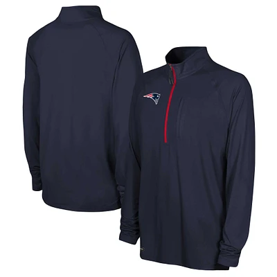 Men's Navy New England Patriots Combine Authentic Raglan Quarter-Zip Top