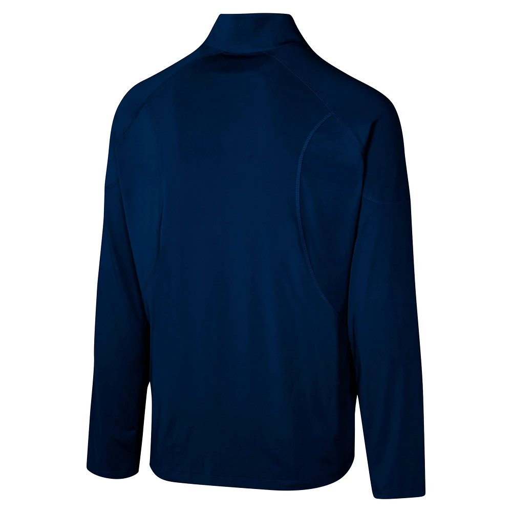 Men's Navy New England Patriots Grind Iron Quarter-Zip Top