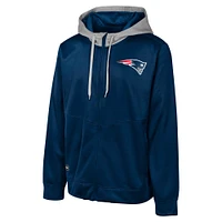 Men's Navy New England Patriots Replay Fashion Graphic Full-Zip Hoodie Jacket