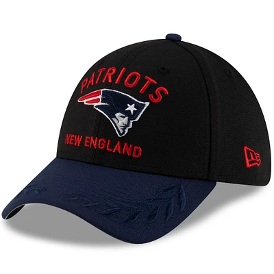 Casquette New Era 39THIRTY Flex noire/bleu marine pour homme, England Patriots, draft NFL 2025