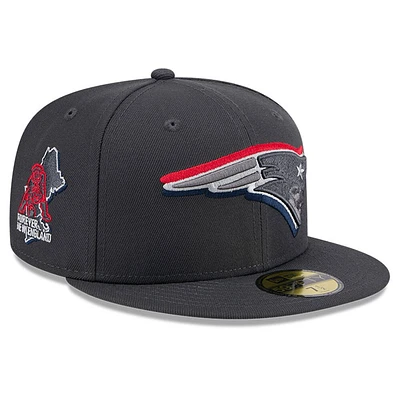 Men's New Era  Graphite England Patriots Official 2024 NFL Draft On Stage 59FIFTY Fitted Hat
