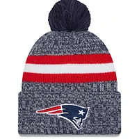 Men's New Era  Navy New England Patriots 2023 Sideline Cuffed Knit Hat With Pom
