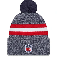 Men's New Era  Navy New England Patriots 2023 Sideline Cuffed Knit Hat With Pom