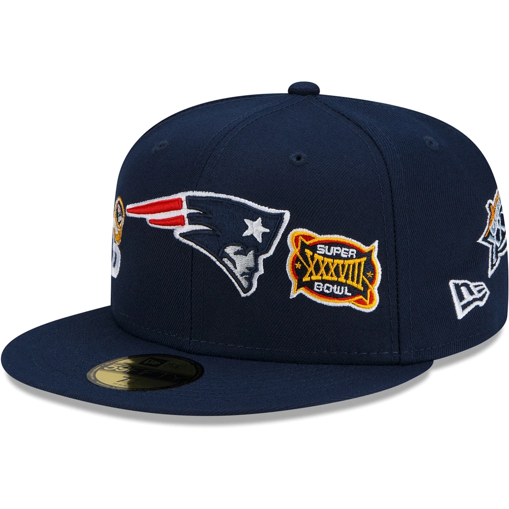Men's New Era Navy England Patriots 6x Super Bowl Champions Count The Rings - Fitted Hat