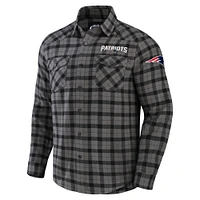 Chemise boutonnée à manches longues en flanelle grise New England Patriots pour homme de la collection NFL x Darius Rucker par Fanatics