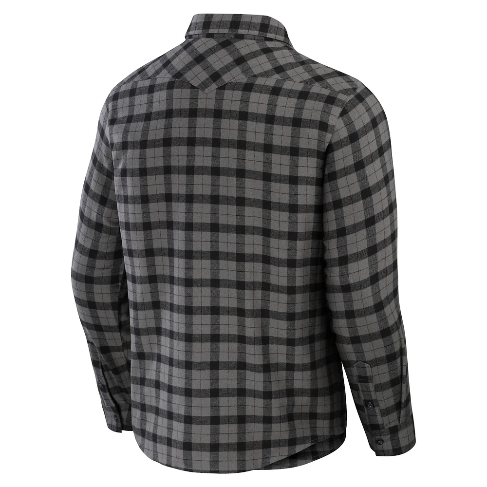 Chemise boutonnée à manches longues en flanelle grise New England Patriots pour homme de la collection NFL x Darius Rucker par Fanatics