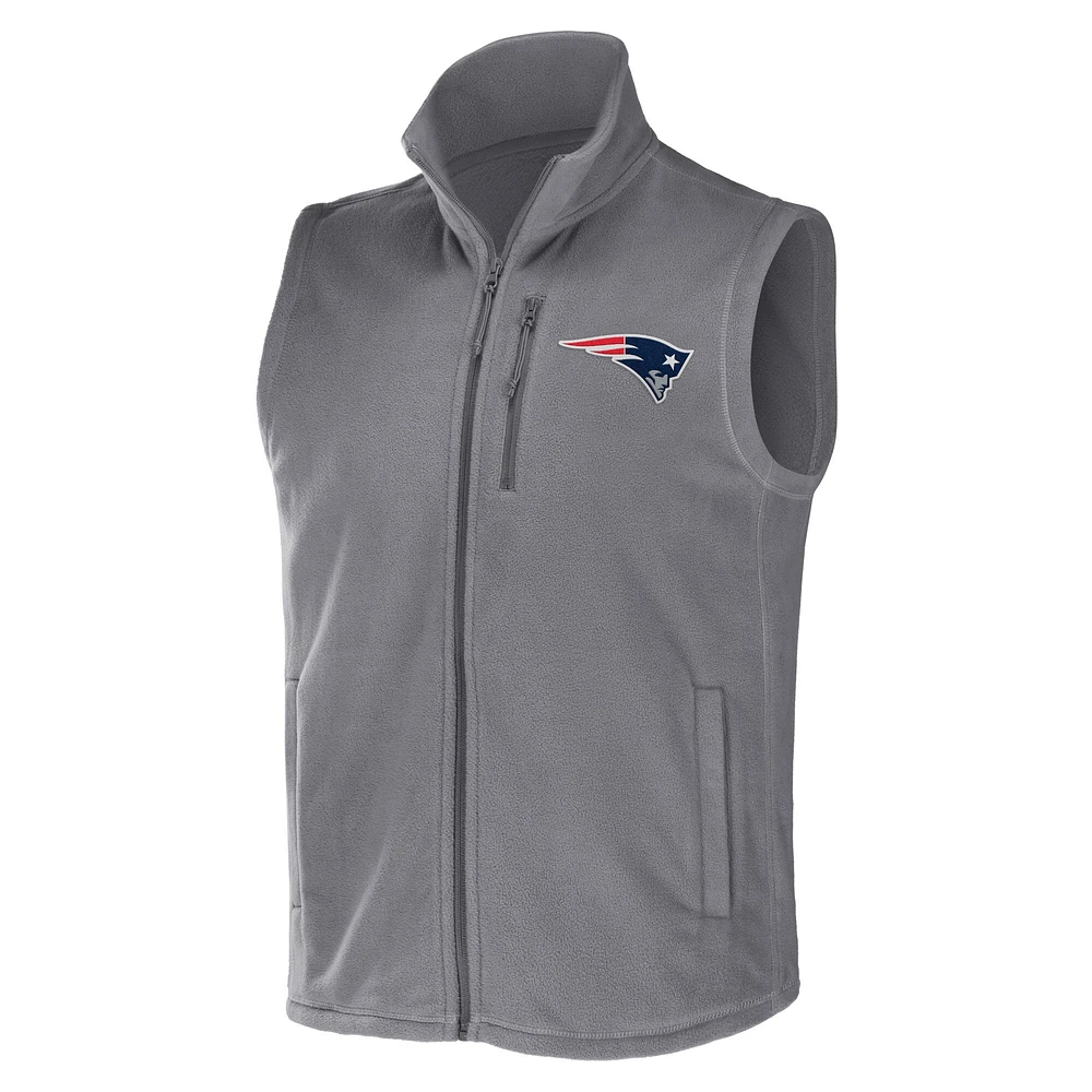 Men's NFL x Darius Rucker Collection by Fanatics Gray New England Patriots Polar Fleece Full-Zip Vest