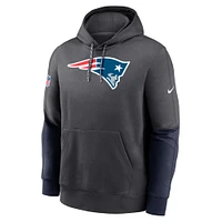 Men's Nike Anthracite New England Patriots 2024 Sideline Club Pullover Hoodie