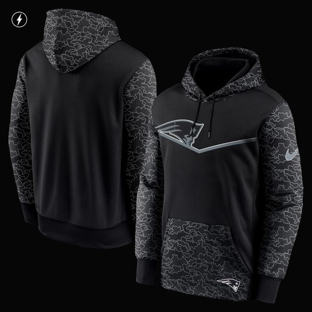 Chandail à capuchon performance chevrons RFLCTV des Patriots de la Nouvelle-Angleterre Nike pour homme - Noir