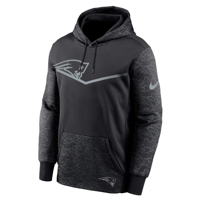 Chandail à capuchon performance chevrons RFLCTV des Patriots de la Nouvelle-Angleterre Nike pour homme - Noir