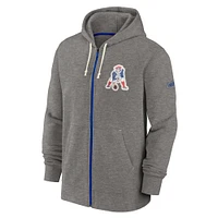 Men's Nike Heather Charcoal New England Patriots Historic Lifestyle Full-Zip Hoodie