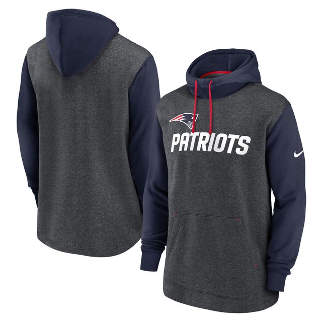 Chandail à capuchon Legacy Fan Gear des New England Patriots Nike pour homme, anthracite chiné/bleu marine