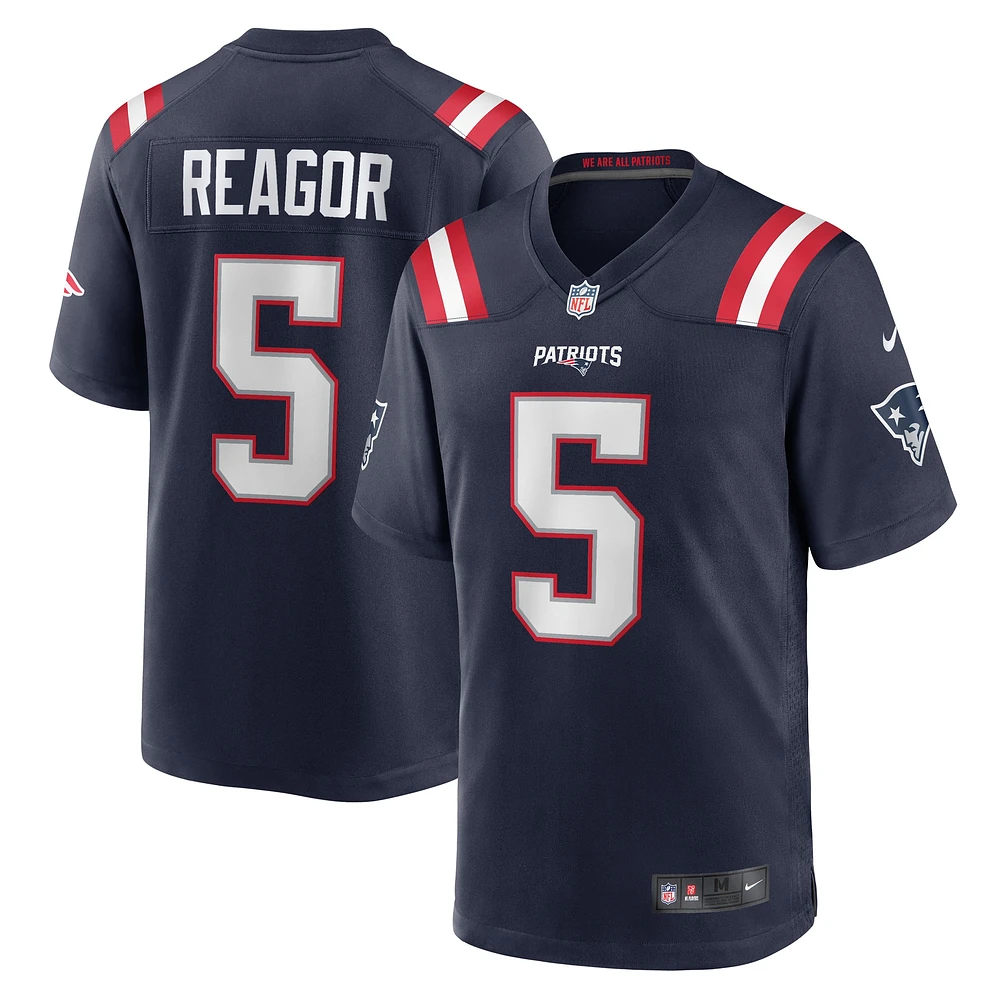 Maillot de match l'équipe Nike Jalen Reagor des New England Patriots pour homme, bleu marine