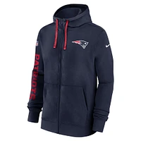 Men's Nike Navy New England Patriots 2024 Sideline Club Full-Zip Hoodie