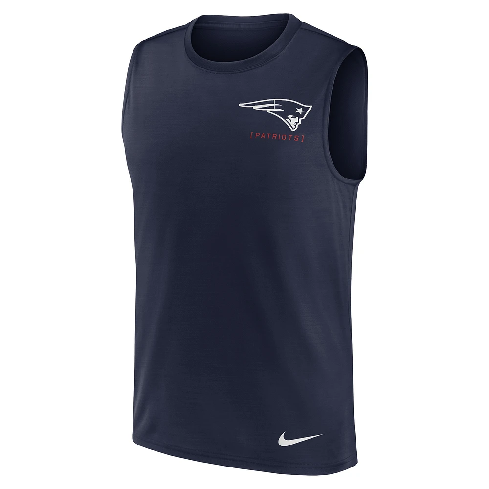 Men's Nike Navy New England Patriots Large Logo Performance Muscle Tank Top