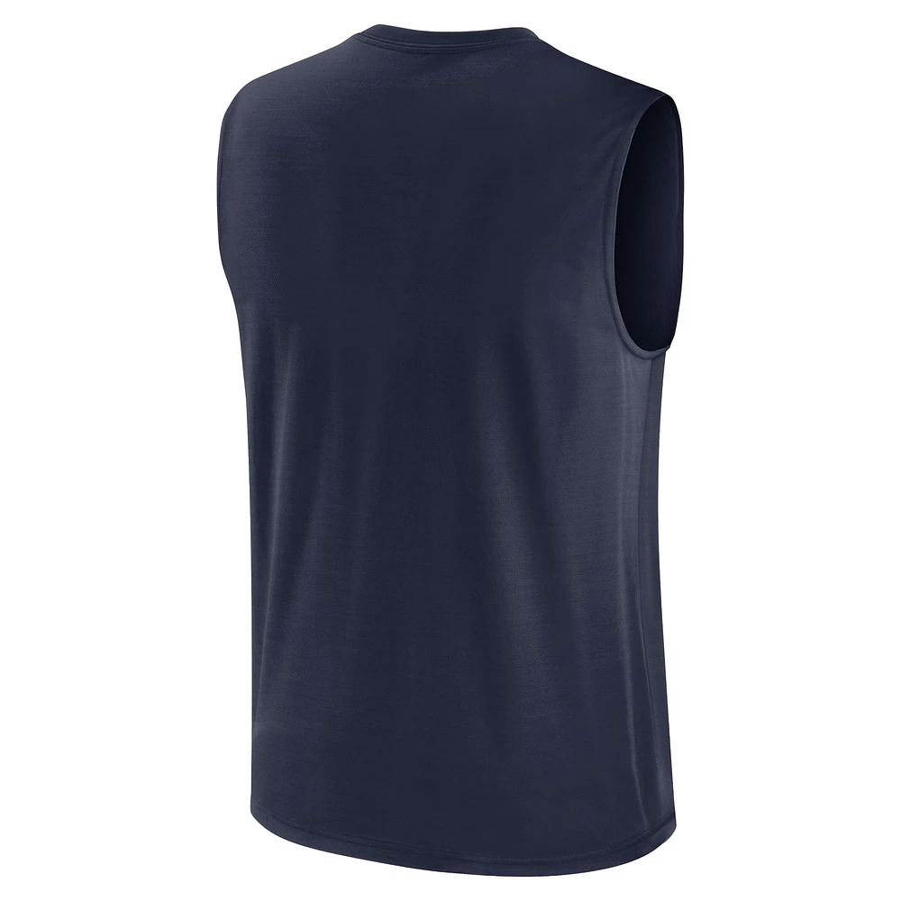 Men's Nike Navy New England Patriots Large Logo Performance Muscle Tank Top