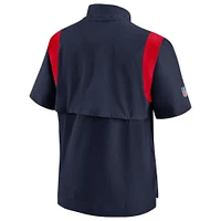 Men's Nike Navy New England Patriots Sideline Coaches Chevron Lockup Pullover Top