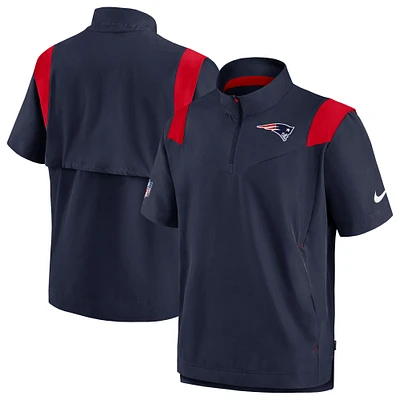 Men's Nike Navy New England Patriots Sideline Coaches Chevron Lockup Pullover Top