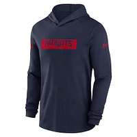 Men's Nike Navy New England Patriots Sideline Hoodie Performance Long Sleeve T-Shirt