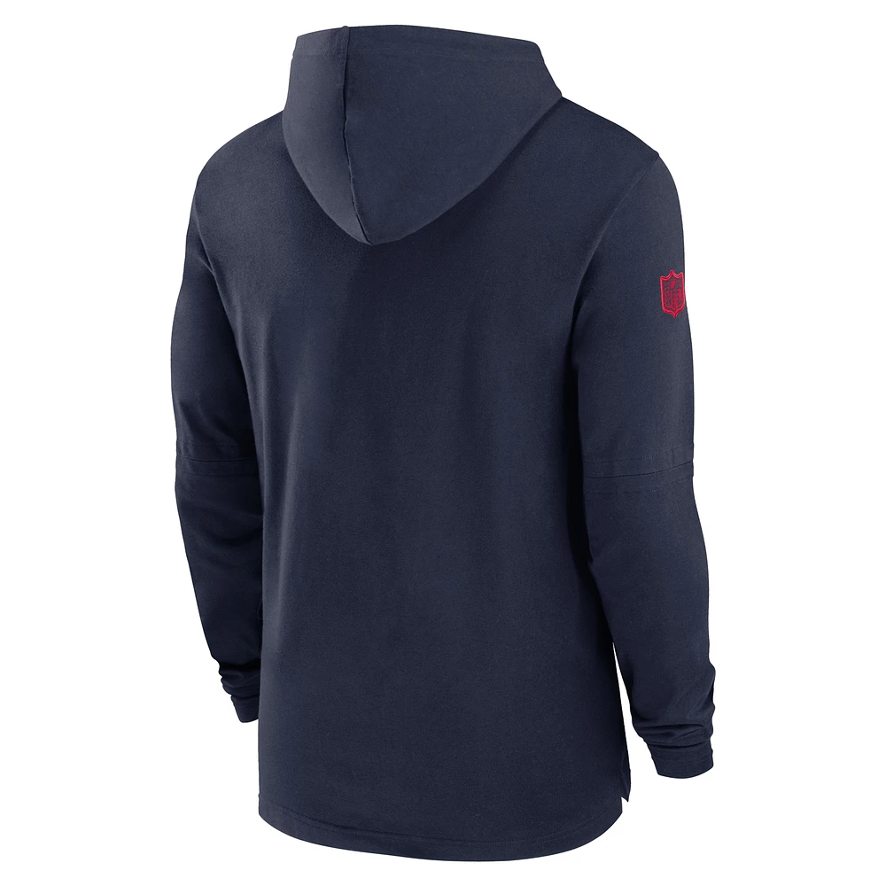 Men's Nike Navy New England Patriots Sideline Hoodie Performance Long Sleeve T-Shirt