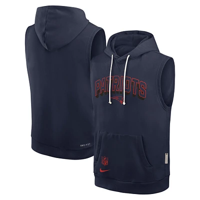 Sweat à capuche sans manches Nike bleu marine New England Patriots Sideline Performance pour homme