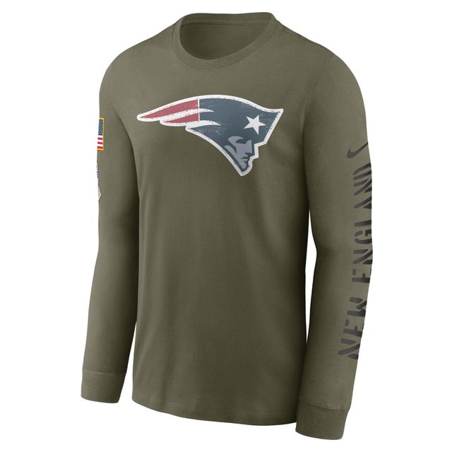 Nike New England Patriots 2022 Salute To Service - T-shirt à manches longues avec logo de l'équipe pour homme