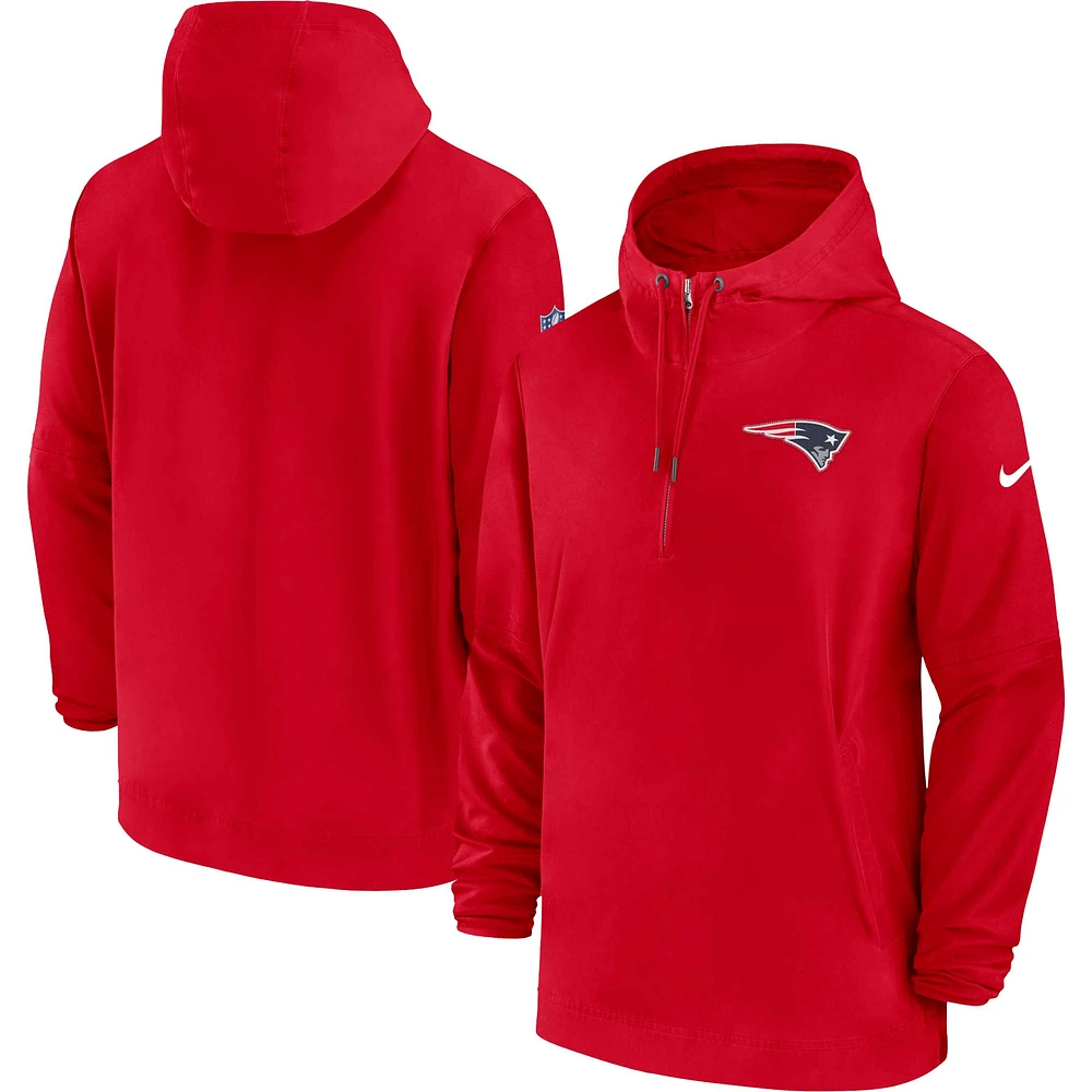 Men's Nike Red New England Patriots Sideline Player Quarter-Zip Jacket