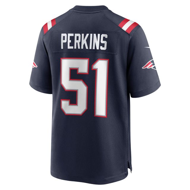 Maillot de match Nike Ronnie Perkins des New England Patriots pour homme, bleu marine