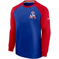 Men's Nike Royal/Red New England Patriots Historic Raglan Crew Performance Sweater