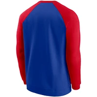Men's Nike Royal/Red New England Patriots Historic Raglan Crew Performance Sweater