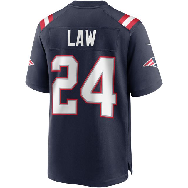 Maillot de joueur retraité Nike Ty Law Navy des New England Patriots Game pour hommes