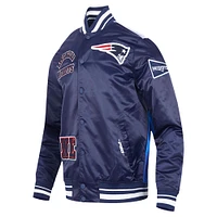 Men's Pro Standard Navy New England Patriots Sublimated Satin Full-Snap Jacket