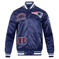 Men's Pro Standard Navy New England Patriots Sublimated Satin Full-Snap Jacket