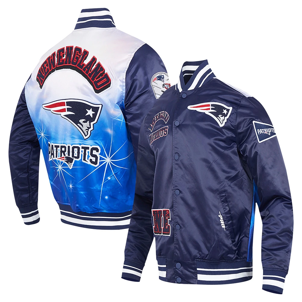 Men's Pro Standard Navy New England Patriots Sublimated Satin Full-Snap Jacket