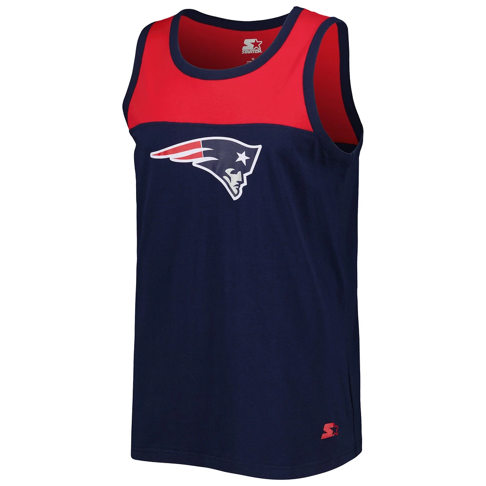 Men's Starter Navy/Red New England Patriots Logo Touchdown Fashion Tank Top