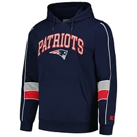 Men's Starter Navy New England Patriots Captain Pullover Hoodie
