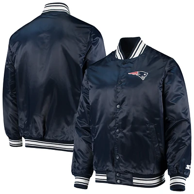 Veste Starter Navy New England Patriots Locker Room Satin Varsity Full-Snap pour homme