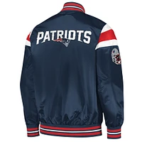 Men's Starter Navy New England Patriots Satin Full-Snap Varsity Jacket